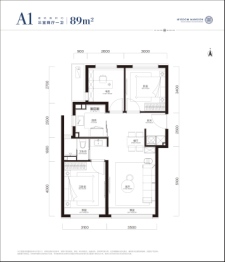 中海学府里3室2厅1厨1卫建面89.00㎡