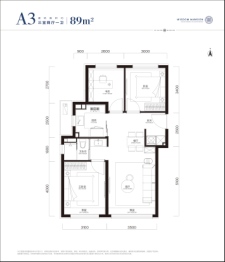 中海学府里3室2厅1厨1卫建面89.00㎡