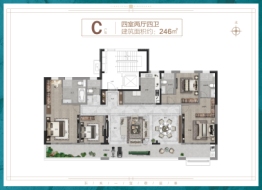 东关玺园4室2厅1厨4卫建面246.00㎡