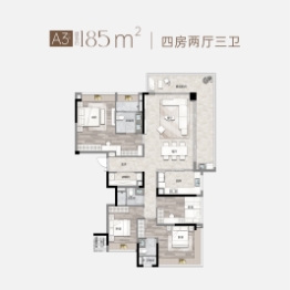 保利首铸鹭湾4室2厅1厨3卫建面185.00㎡