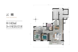 金泰·唐樾3室2厅1厨1卫建面143.00㎡