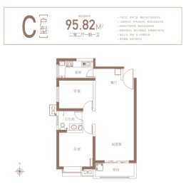 新控·纺南城2室2厅1厨1卫建面95.82㎡