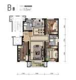 新湖美丽洲锦园113平户型