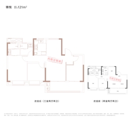 皖投·云启锦悦2室2厅1厨2卫建面121.00㎡