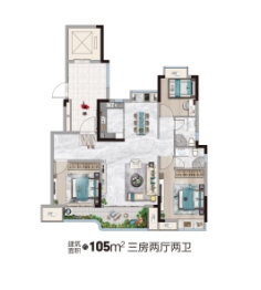 融泰学府3室2厅1厨2卫建面105.00㎡