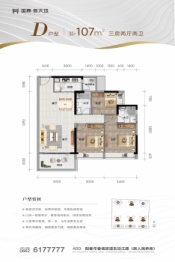 国鼎新天地3室2厅1厨2卫建面107.00㎡