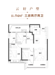 万骏·珑悦轩3室2厅1厨2卫建面94.00㎡