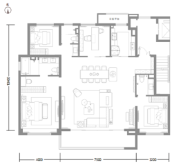 朗诗百贤庭4室2厅1厨3卫建面165.00㎡