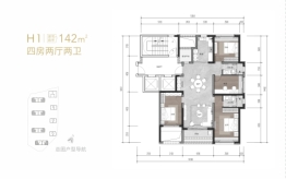 吉祥6号4室2厅1厨2卫建面142.00㎡