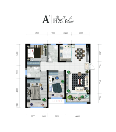 紫郡·上上城3室2厅1厨2卫建面125.86㎡