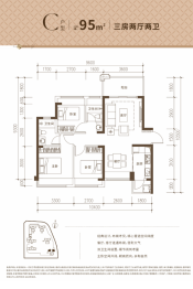 新霖荟璟花园3室2厅1厨2卫建面95.00㎡