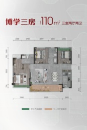 保利北新学府3室2厅1厨2卫建面110.00㎡