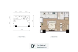 高科雲汀1室1厨1卫建面48.01㎡