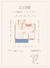 保利长交锦上3室2厅1厨2卫建面105.00㎡