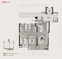 万科·璞拾江峯3室2厅1厨2卫建面108.00㎡