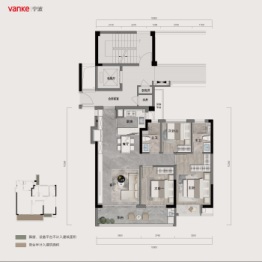 万科·璞拾江峯3室2厅1厨2卫建面108.00㎡