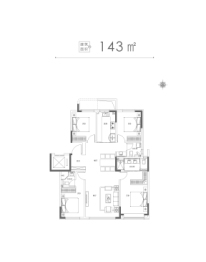 玖著书院4室2厅1厨3卫建面143.00㎡