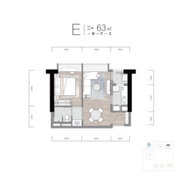 保利天悦1室1厅1厨1卫建面63.00㎡