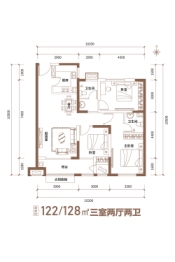 百一·十里湖畔3室2厅1厨2卫建面128.00㎡