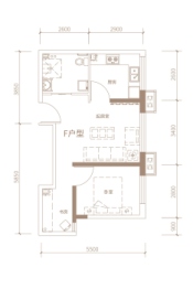 恒茂国际都会二期2室1厅1厨1卫建面67.00㎡