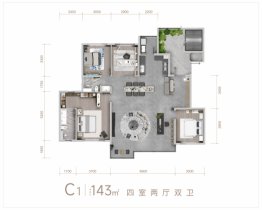 龙湖天府·青云阙4室2厅1厨2卫建面143.00㎡