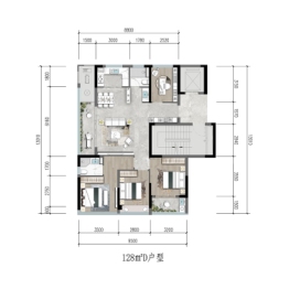 玖晟园4室2厅1厨2卫建面128.00㎡