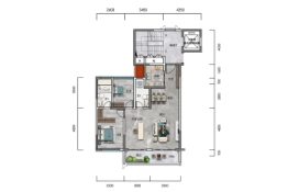 金园2室2厅1厨2卫建面105.00㎡