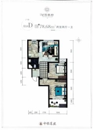 中恒公园华府2室2厅1卫建面78.68㎡