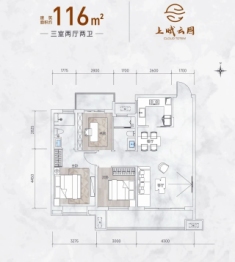 南飞鸿上赋云图3室2厅1厨2卫建面116.00㎡