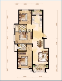 益丰乾城3室2厅1厨2卫建面106.00㎡