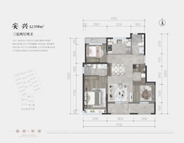 北京国贤府3室2厅1厨2卫建面100.00㎡