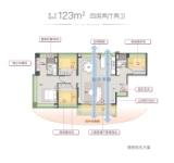 建面123平四房二厅户型