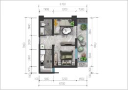 通达朗郡1室1厅1厨1卫建面54.03㎡