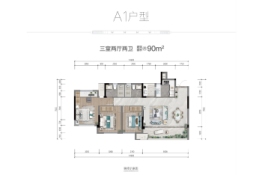 科学城置业·翰林府3室2厅1厨2卫建面90.00㎡