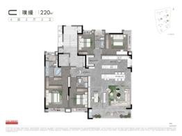 万科璞拾隐翠4室2厅1厨3卫建面220.00㎡