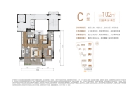 C户型建面约102㎡