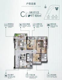 中山火炬城建·香晖翠园3室2厅1厨2卫建面97.00㎡