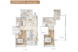 耀胜新世界广场|耀胜尊府5室2厅1厨3卫建面114.00㎡