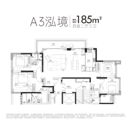 长沙檀府4室2厅1厨3卫建面185.00㎡