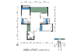 中禧誉景江南2室2厅1厨2卫建面75.00㎡