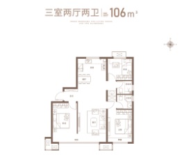 天合天阙府玖號3室2厅1厨2卫建面106.00㎡