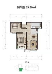 雍景湾龍阁2室1厅1厨1卫建面85.36㎡