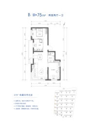 北京城建·国誉燕园2室2厅1厨1卫建面75.00㎡