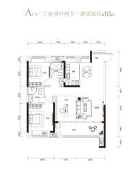 中建·福地星城3室2厅1厨2卫建面113.00㎡