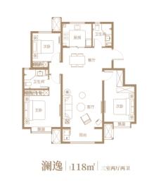 中核智慧城3室2厅1厨2卫建面118.00㎡