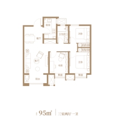 中核智慧城3室2厅1厨1卫建面95.00㎡