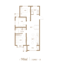 中核智慧城3室2厅1厨1卫建面98.00㎡