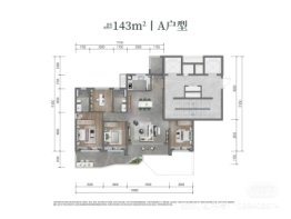 越秀铁建·西派天悦4室2厅1厨2卫建面143.00㎡