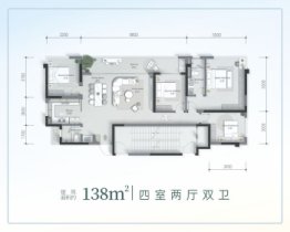 龙湖西宸·御湖境 4室2厅1厨2卫建面138.00㎡