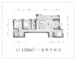 龙湖西宸·御湖境 3室2厅1厨2卫建面118.00㎡